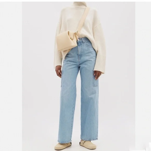 FRAME High Rise Baggy Pocket Jeans/Wide Leg in Genoa/Light Wash/size 27 - Picture 3 of 13